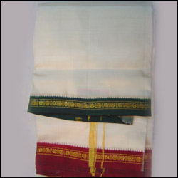 "Pure Pattu Dhoti with Kanduva Mama Alludu Border-000 - Click here to View more details about this Product